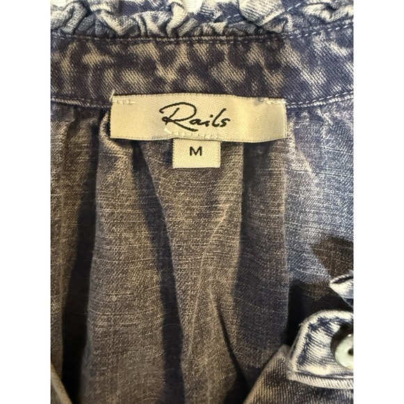 Rails Camille Top in Sapphire Acid Wash SZ MED Tencel Peasant Cottagecore Ruffle - Picture 6 of 10